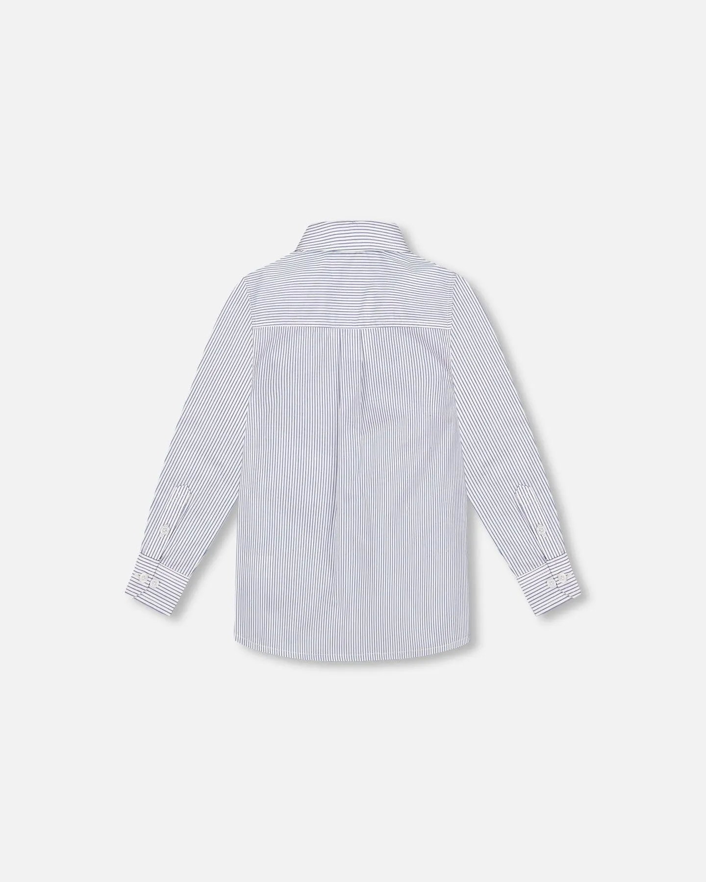 Long Sleeve Button Down Shirt Navy Blue Stripes
