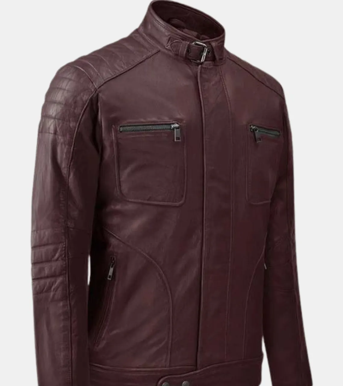 Lorenzo Men's Rosewood Quilted Leather Jacket