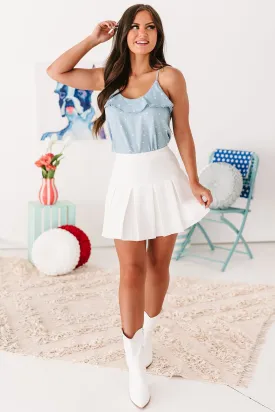 Match Point Pleated Mini Skirt (Ivory)