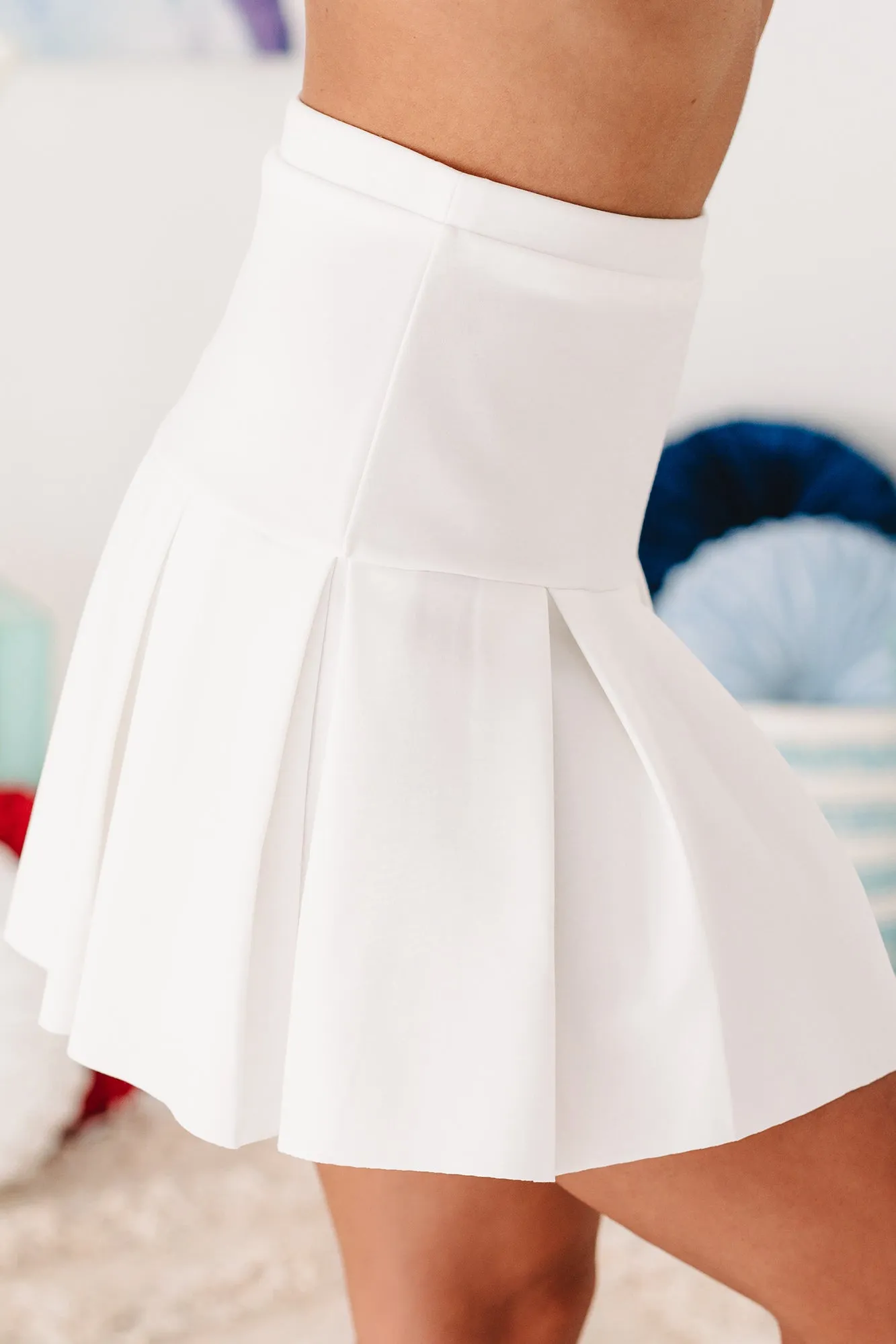 Match Point Pleated Mini Skirt (Ivory)