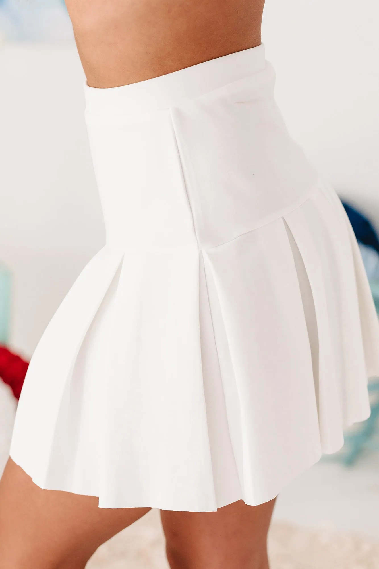 Match Point Pleated Mini Skirt (Ivory)