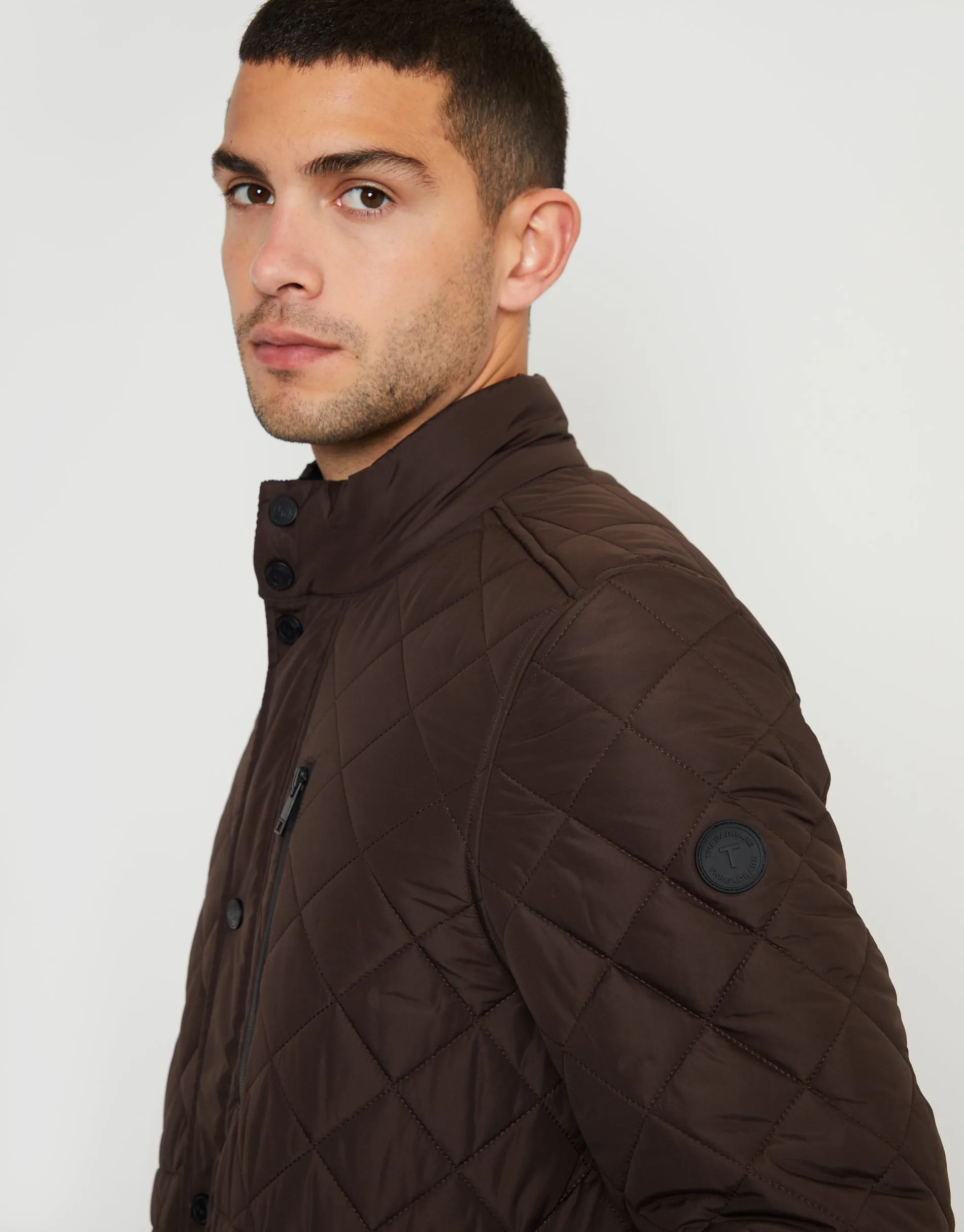 Men's Brown Showerproof Quilted Patch Pocket Jacket