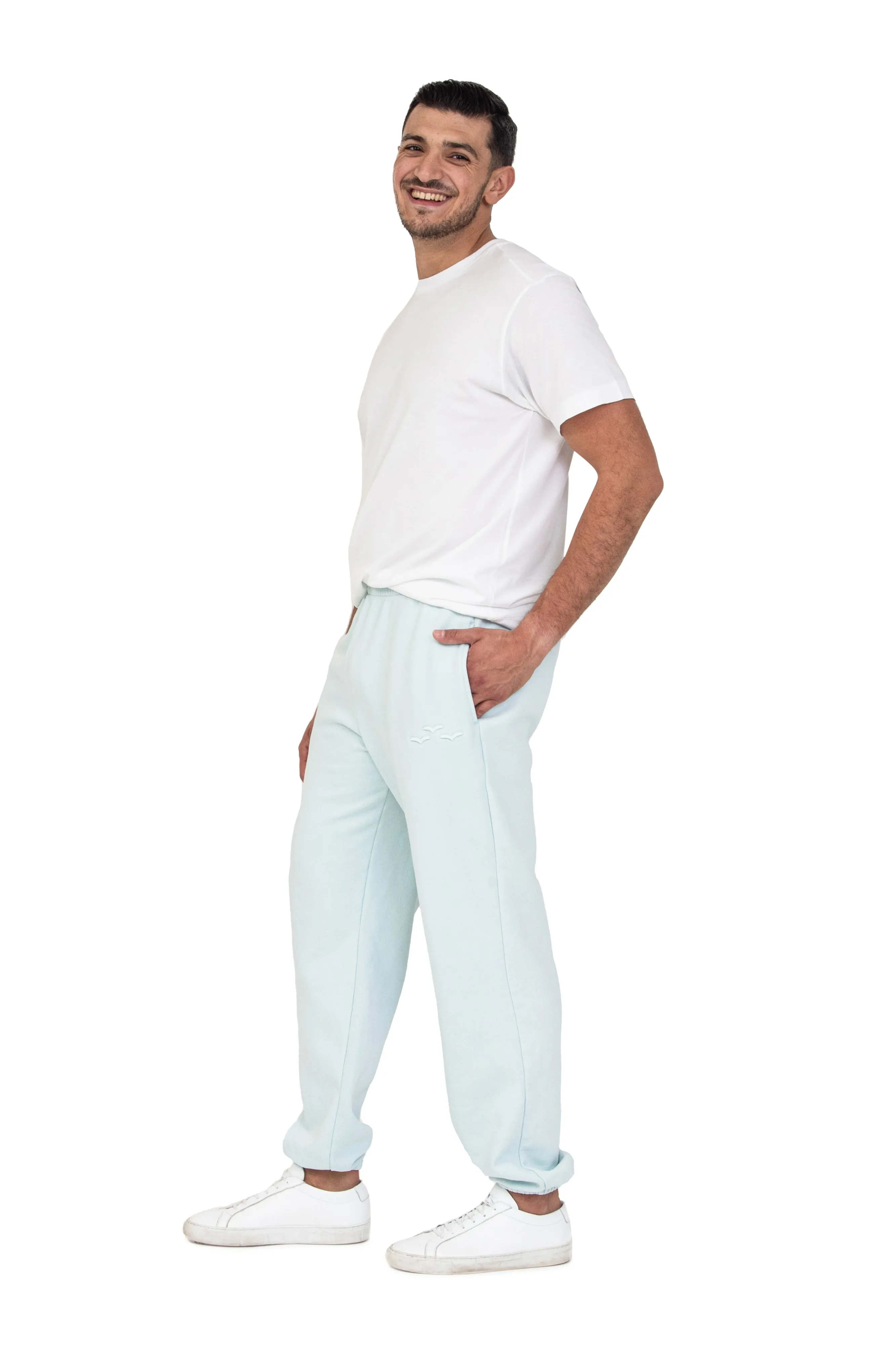 Men's premium fleece relaxed joggers in Vintage Ice Blue