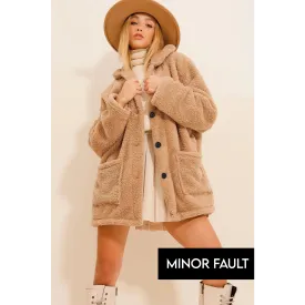 (Minor Fault) Beige Teddy Coat Jacket