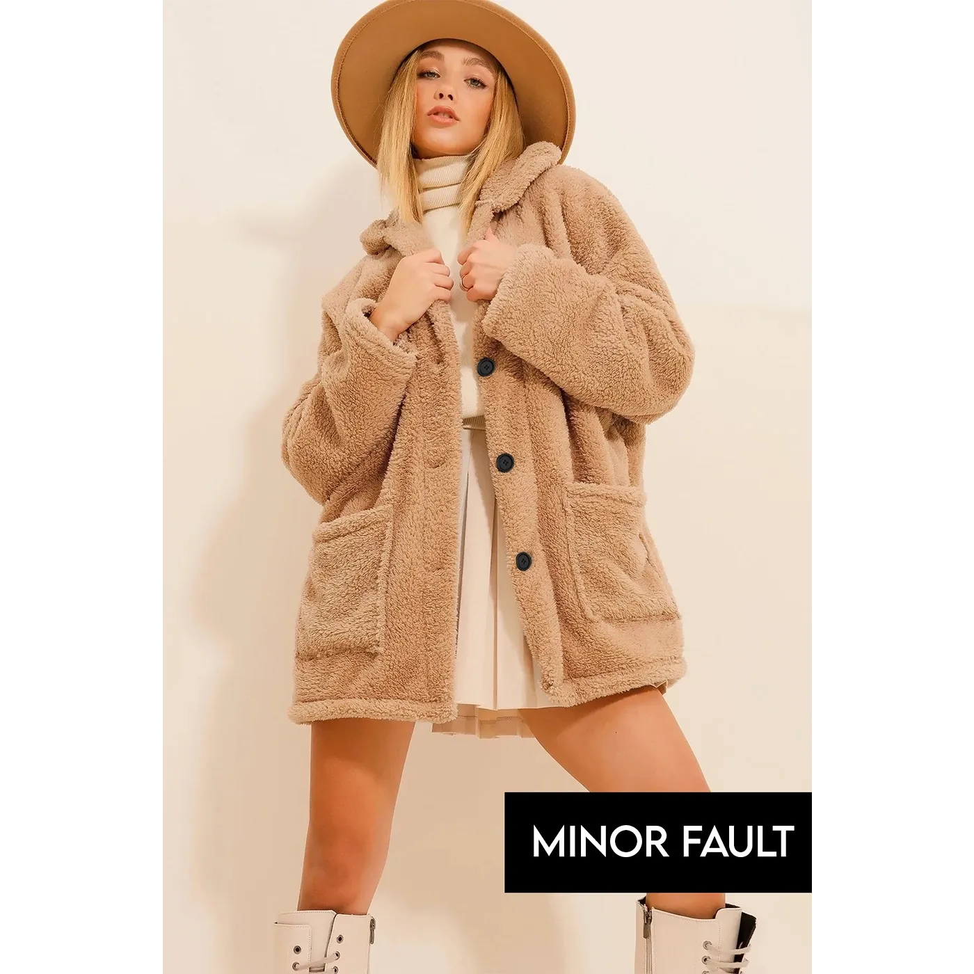 (Minor Fault) Beige Teddy Coat Jacket