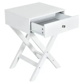 Modern X-Shaped Nightstand with Drawer for Living Room Bedroom