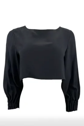 Monzlapur - Silk Cropped Top: Black