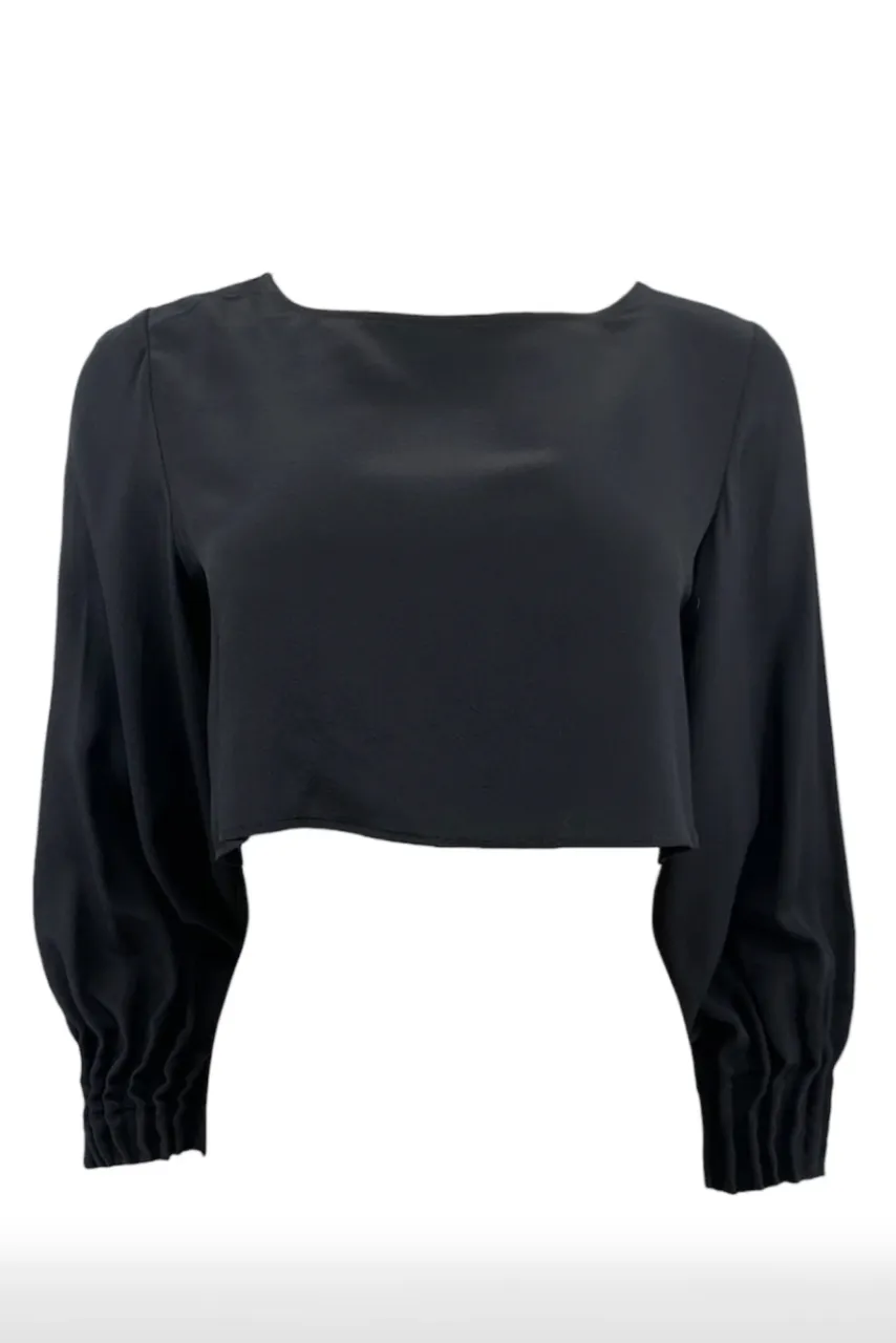 Monzlapur - Silk Cropped Top: Black