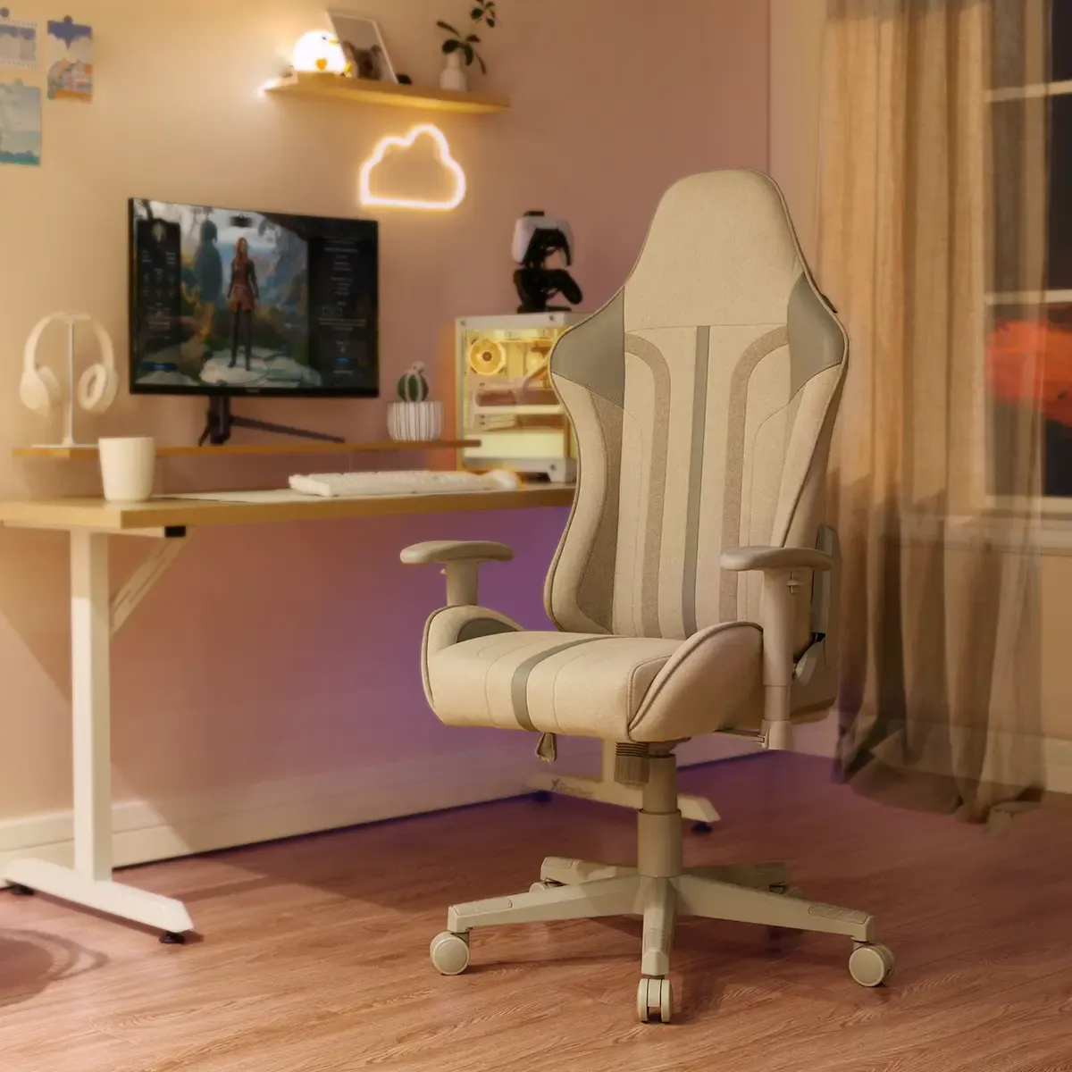 Mysa Office Gaming Chair, Gray, Gray Base