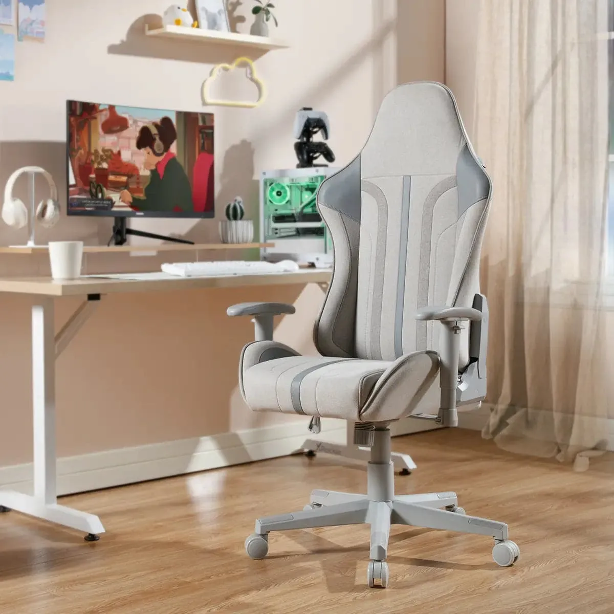 Mysa Office Gaming Chair, Gray, Gray Base