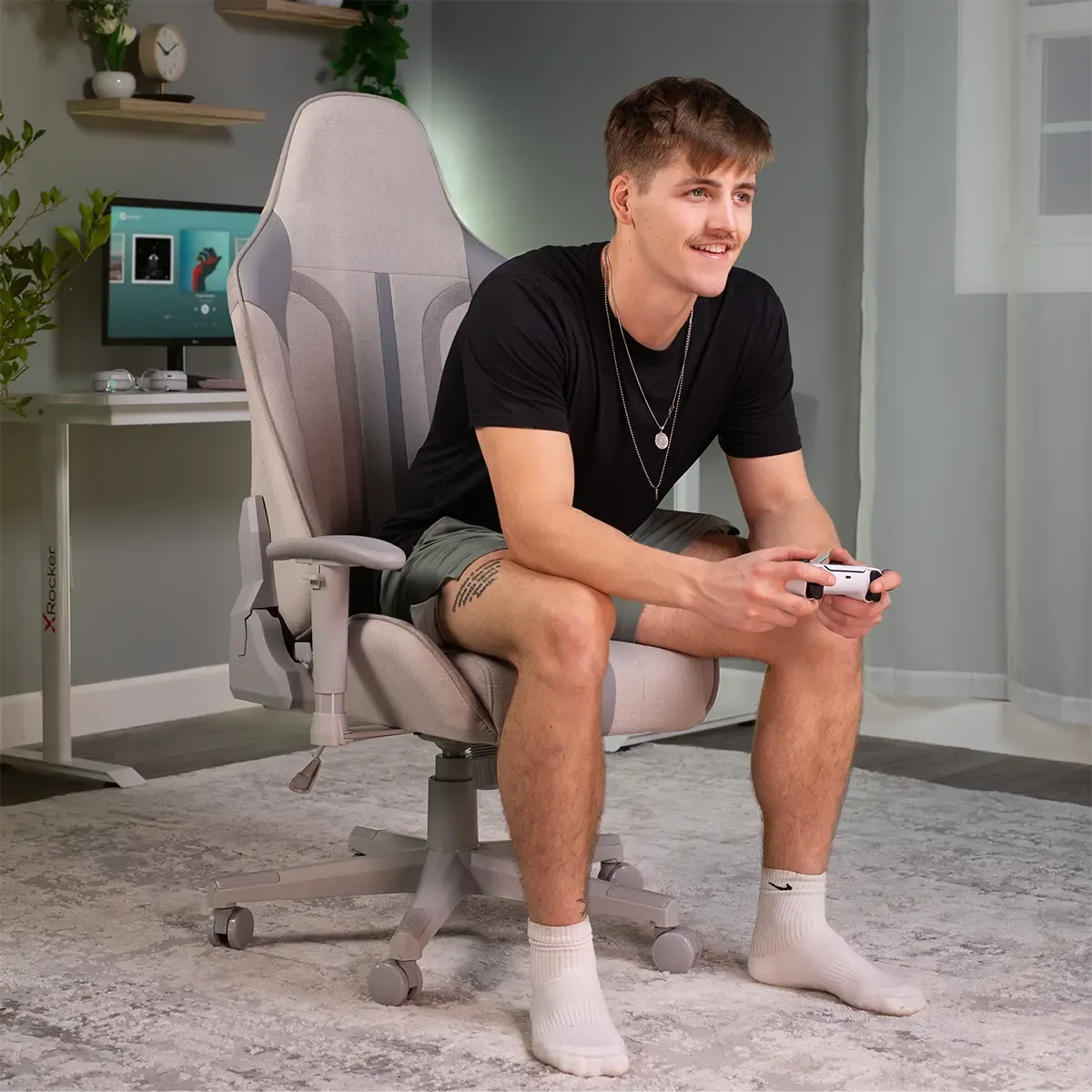 Mysa Office Gaming Chair, Gray, Gray Base