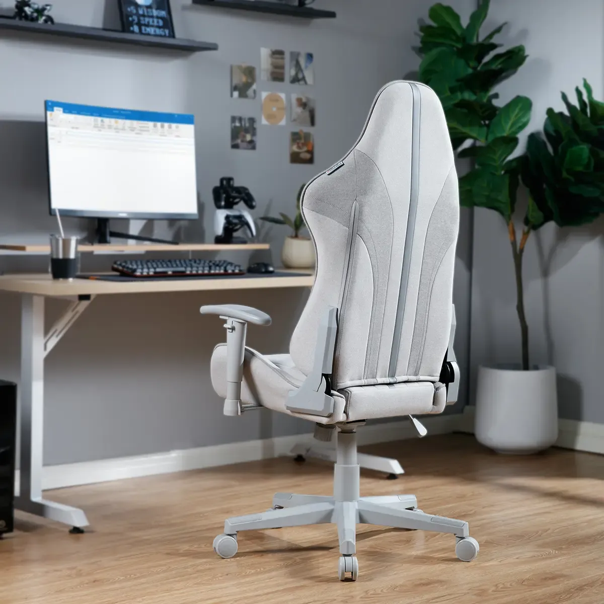 Mysa Office Gaming Chair, Gray, Gray Base