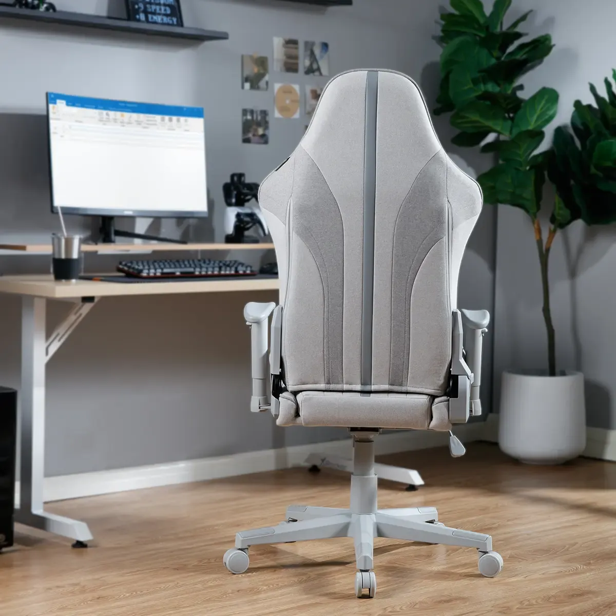 Mysa Office Gaming Chair, Gray, Gray Base