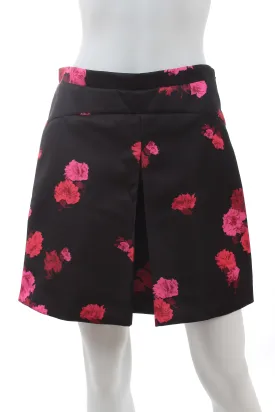No.21 Floral Print Pleated Satin Skirt