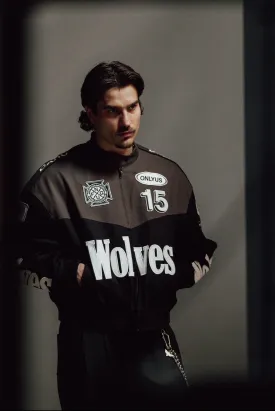 ONLYUS Gordon Unisex Racing Jacket in Wolf Gray/Black