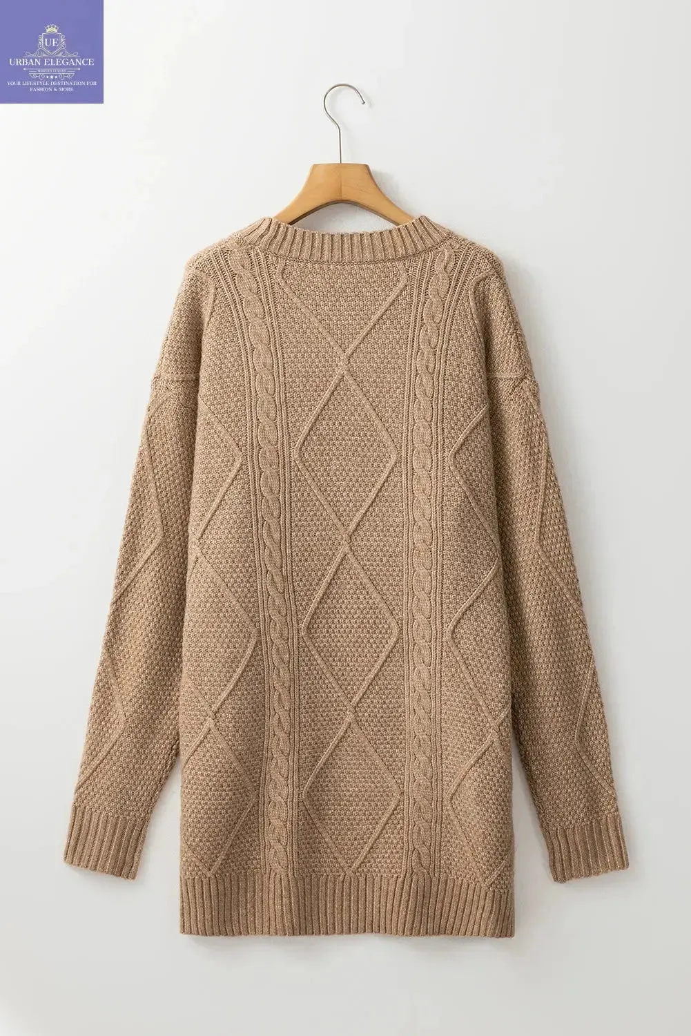 Parchment Cable Knit Sweater Dress