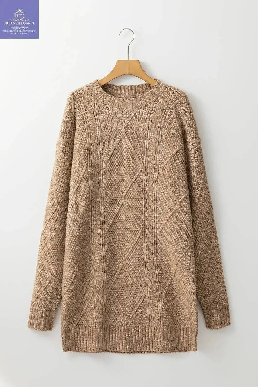 Parchment Cable Knit Sweater Dress