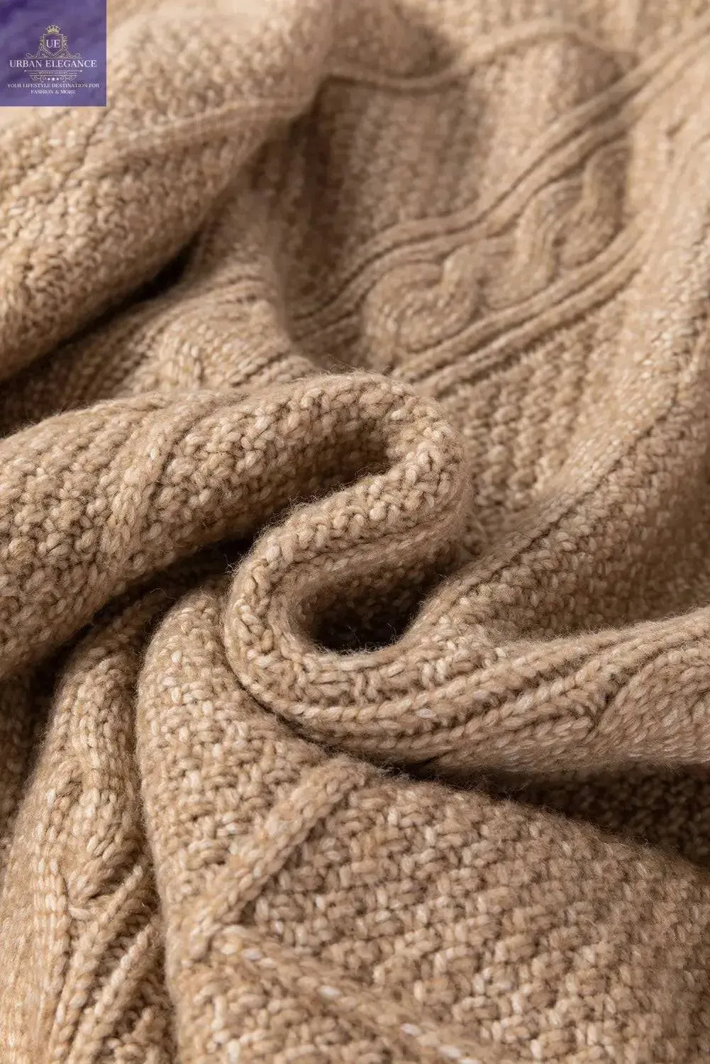 Parchment Cable Knit Sweater Dress