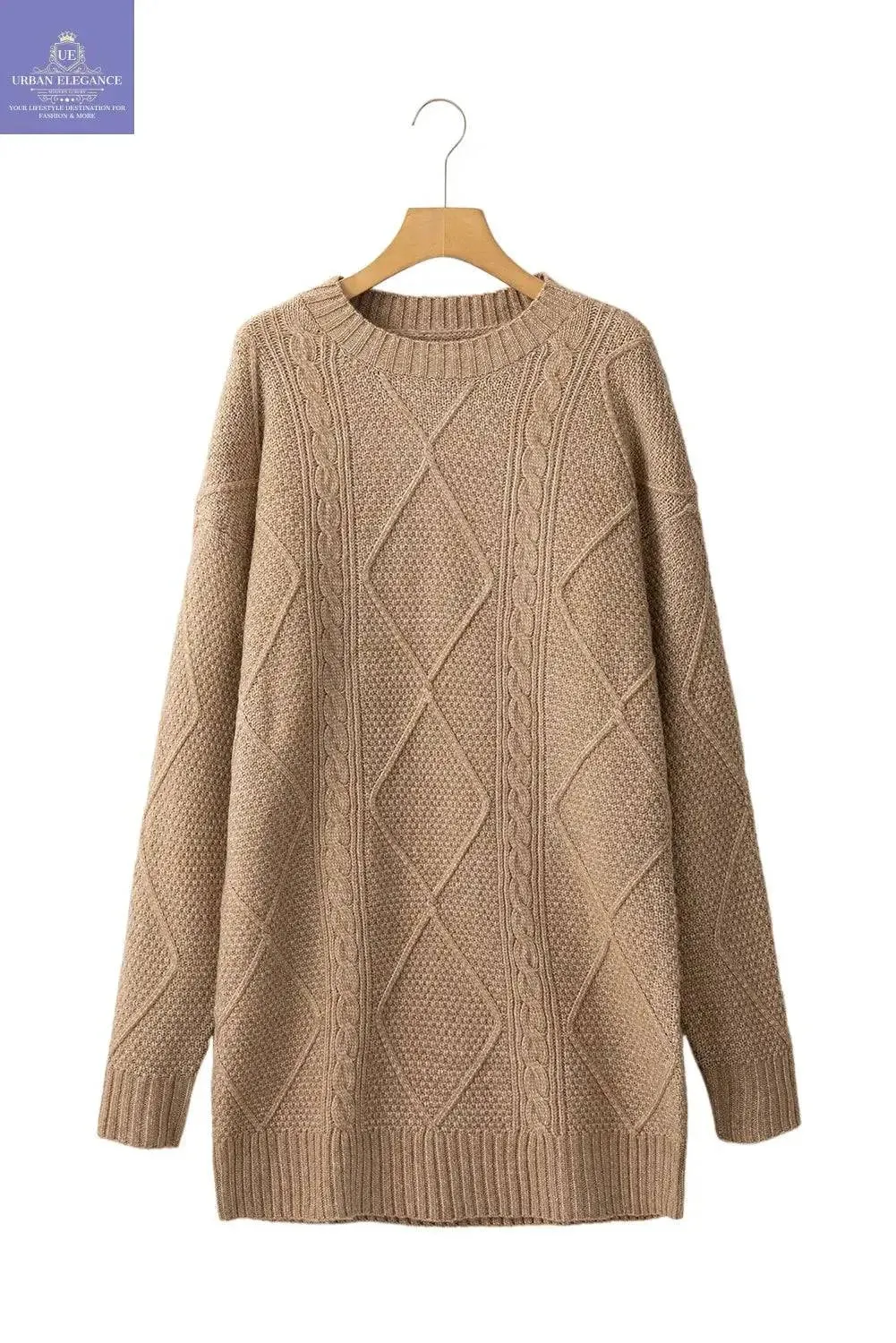 Parchment Cable Knit Sweater Dress