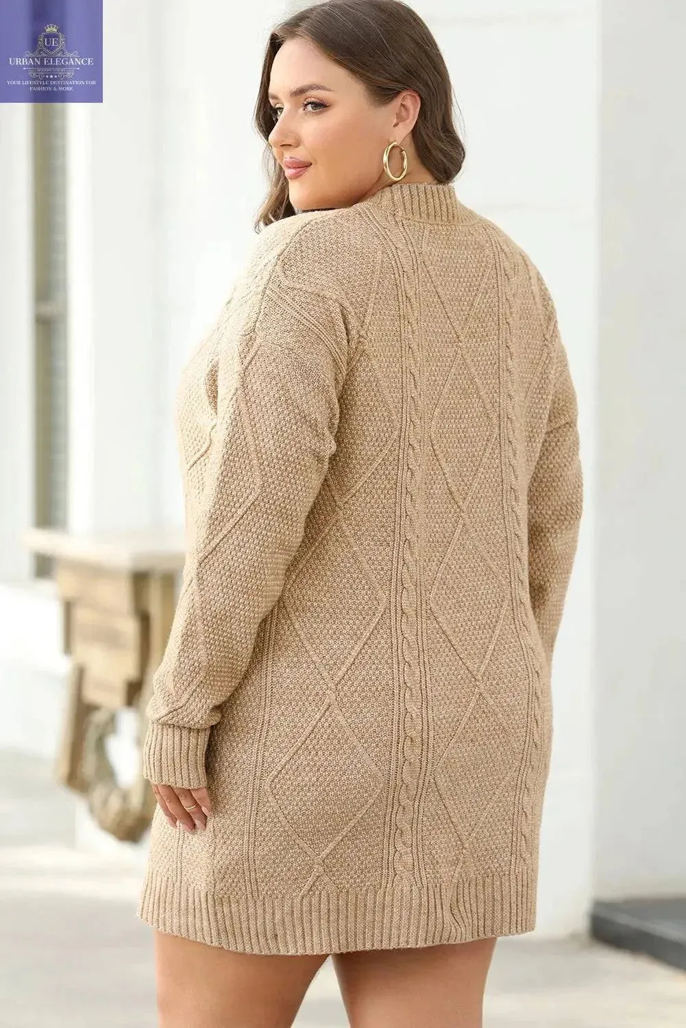 Parchment Cable Knit Sweater Dress