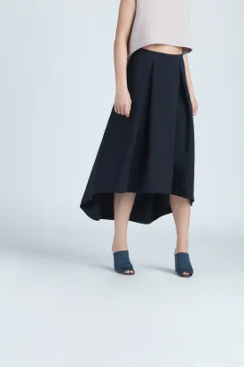 Piece Of Ring Pleated Midi Skirt - Black Blue