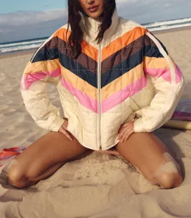 Pippa Packable Chevron Print Zip Up Puffer