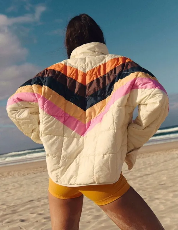 Pippa Packable Chevron Print Zip Up Puffer