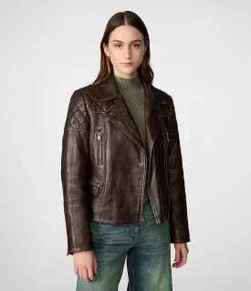 Rebecca Hand Painted Leather Moto Jacket