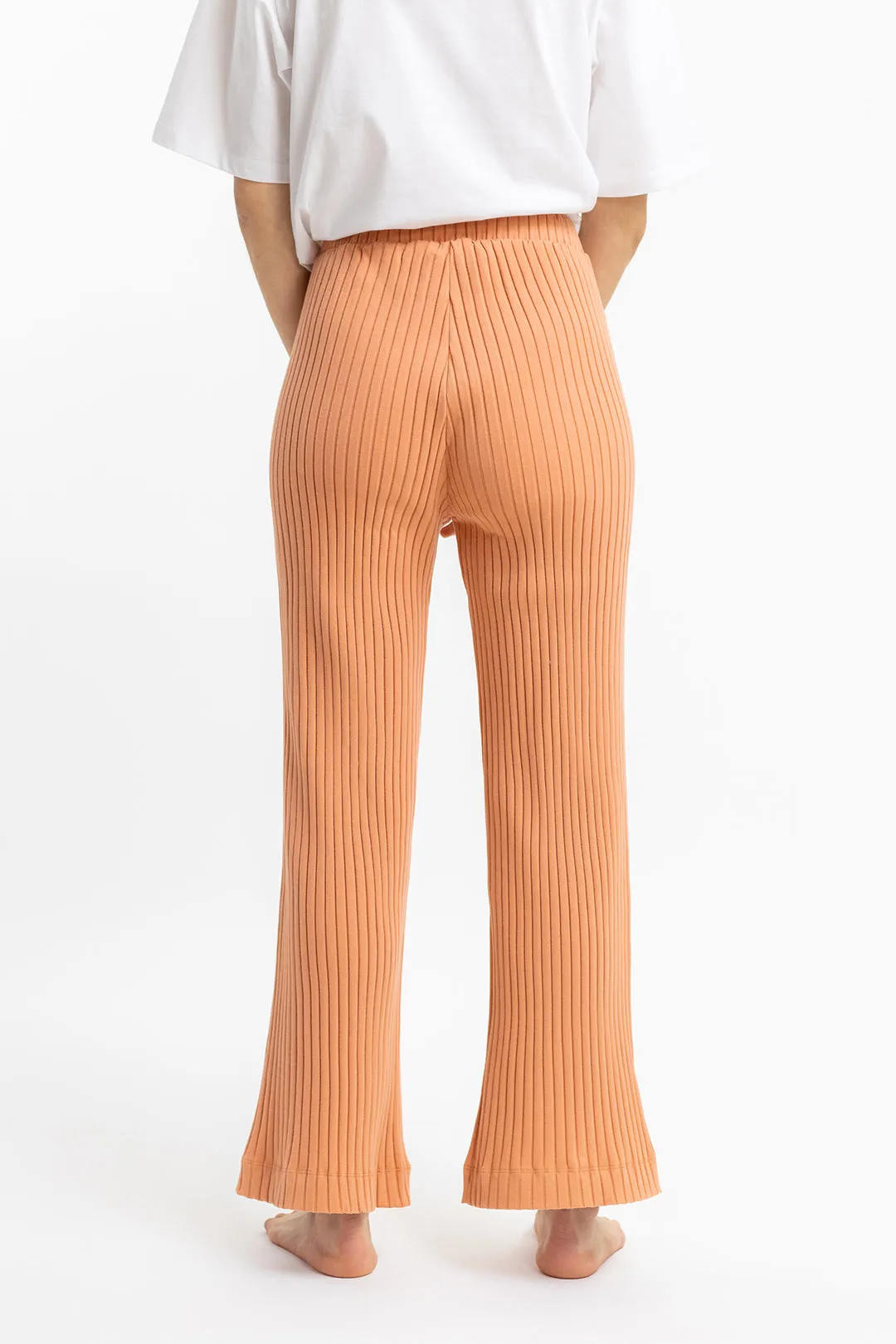 ribbed cotton pants - melon