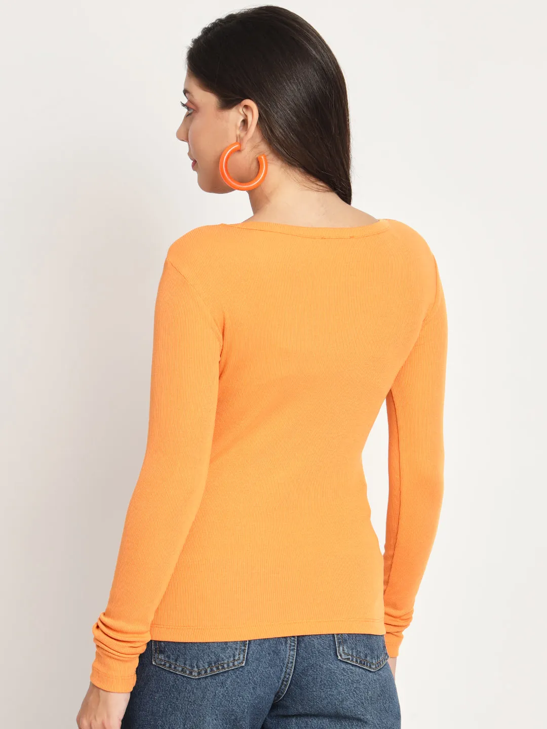 Ribbed Round Neck Fitted Top