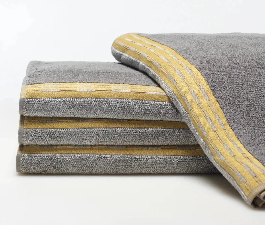 RoseBerry Grey/Gold Mettalic Hand Towel 19x30" 1pc