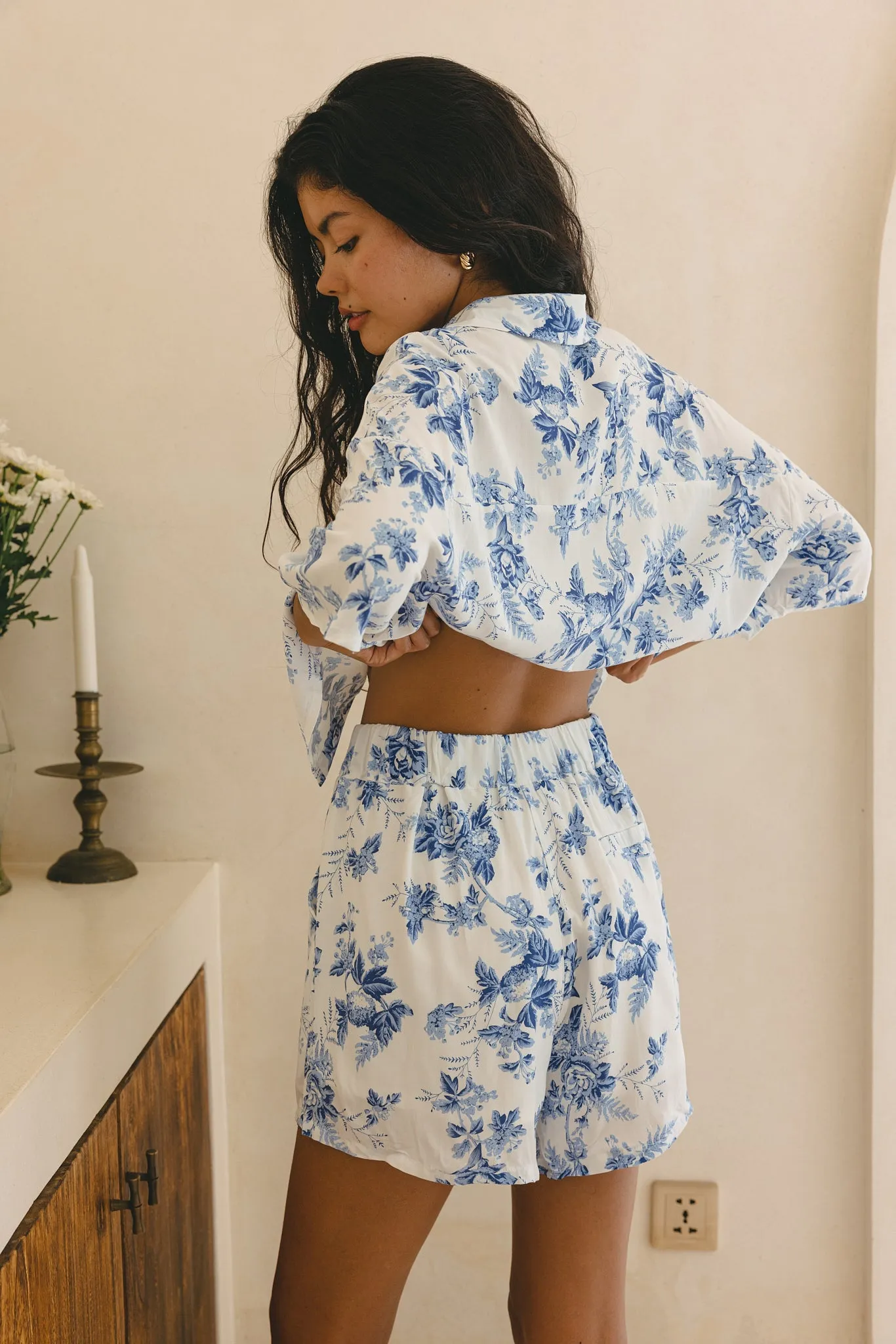 Rosette Blue Floral Boxy Shirt