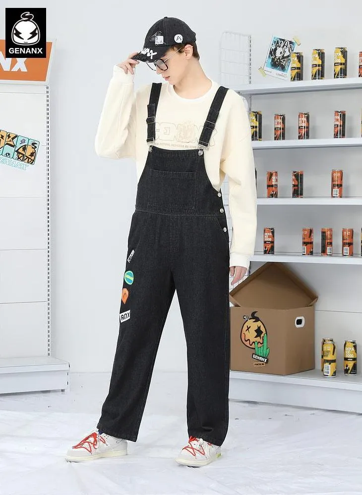 Safari Style Straight Washed Overall Pants