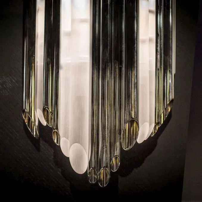 Sculptural Modern Wall Light In 2 Sizes With Plexiglass "Pipes" In Chrome Or Bronze