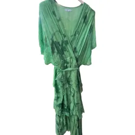 Silk tie dyed tiered dress