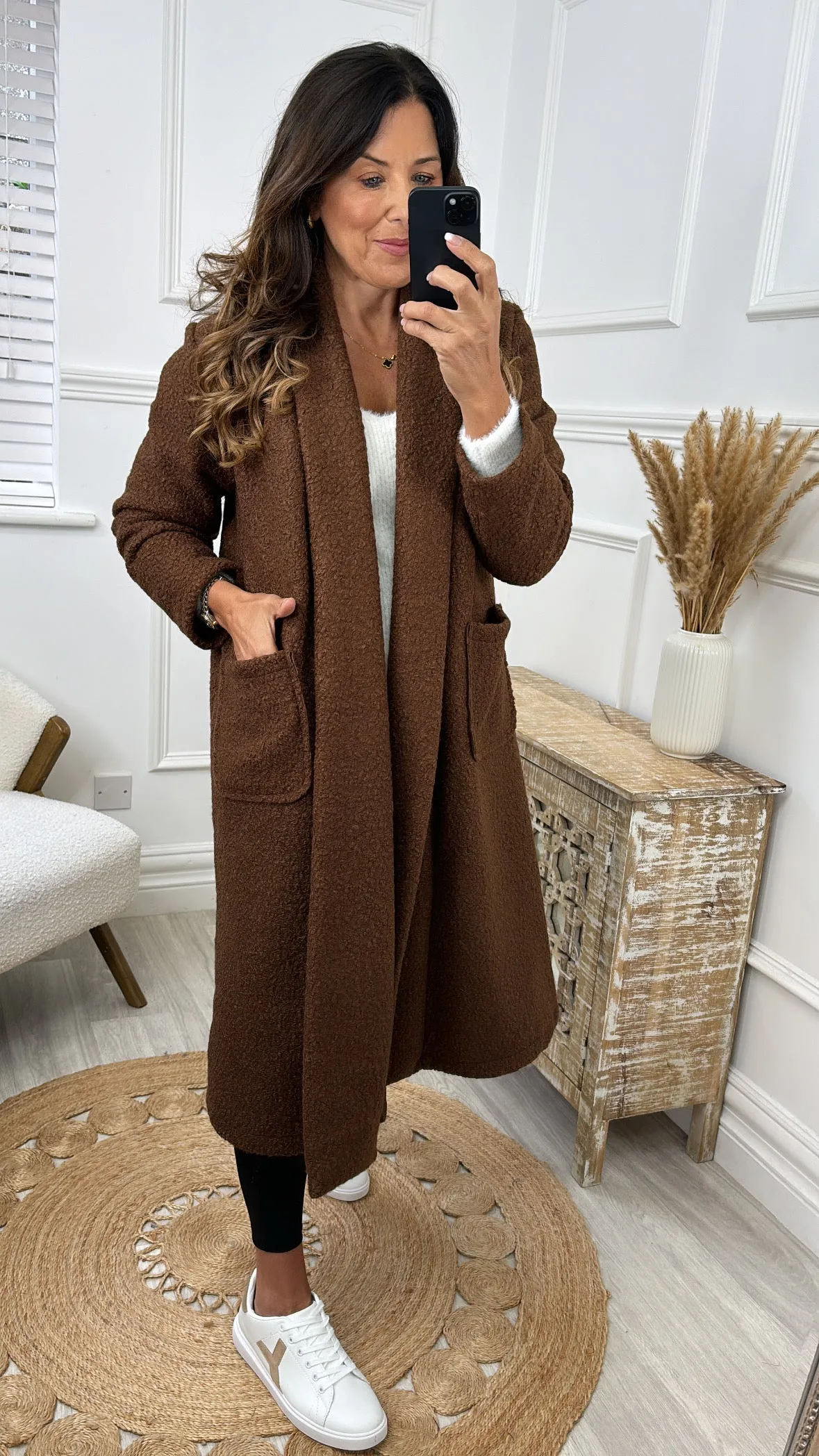Sonika Coffee Drape Non Fastening Coatigan