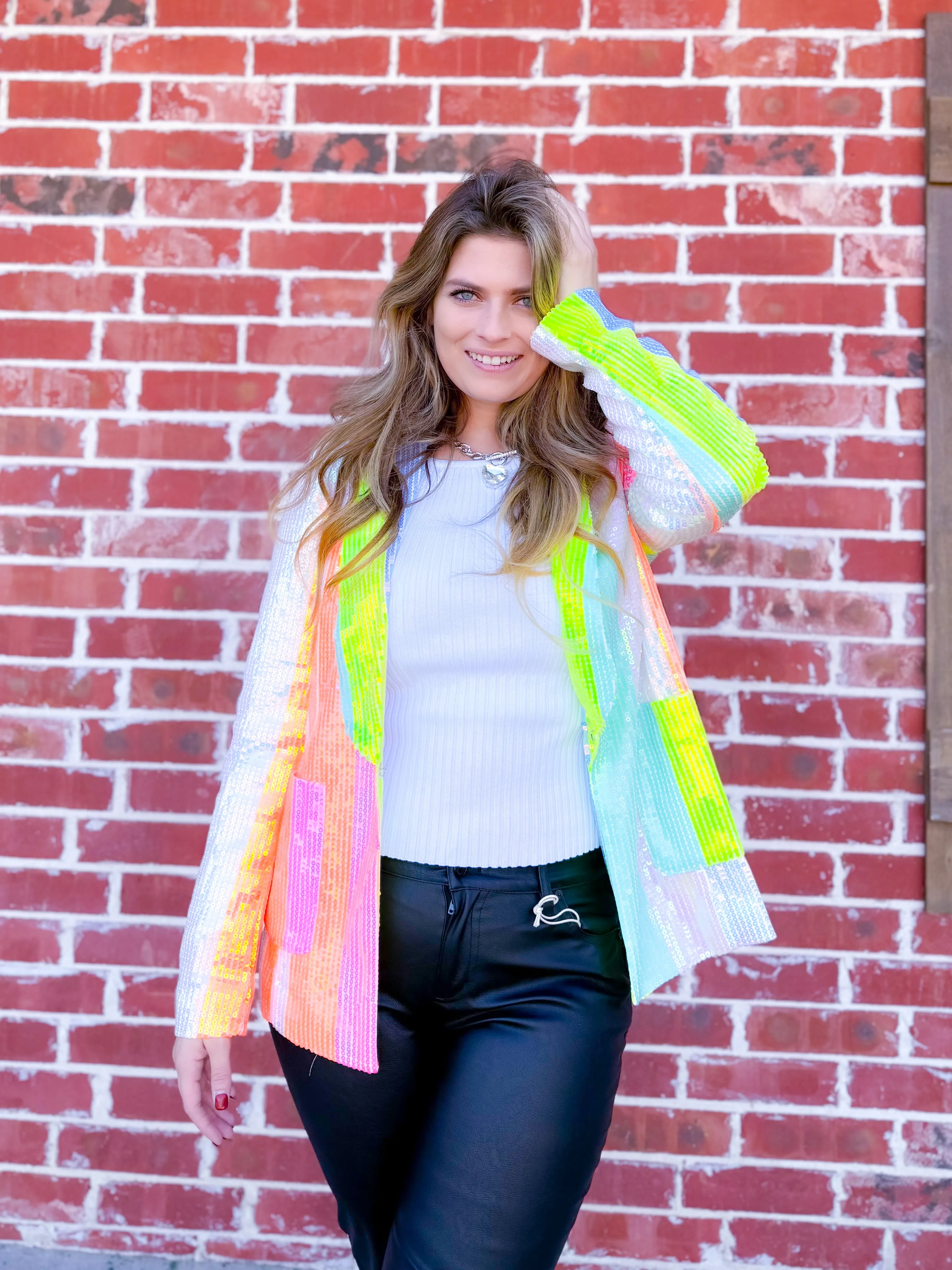 Starstruck Multi Sequin Colorblock Blazer