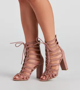 Strapped In Nubuck Lace-Up Booties