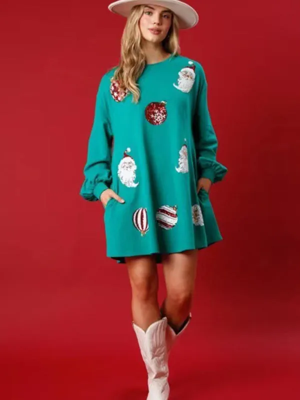 Tierra New Christmas New Style Christmas Ball Sequin Long-Sleeved Sweatshirt
