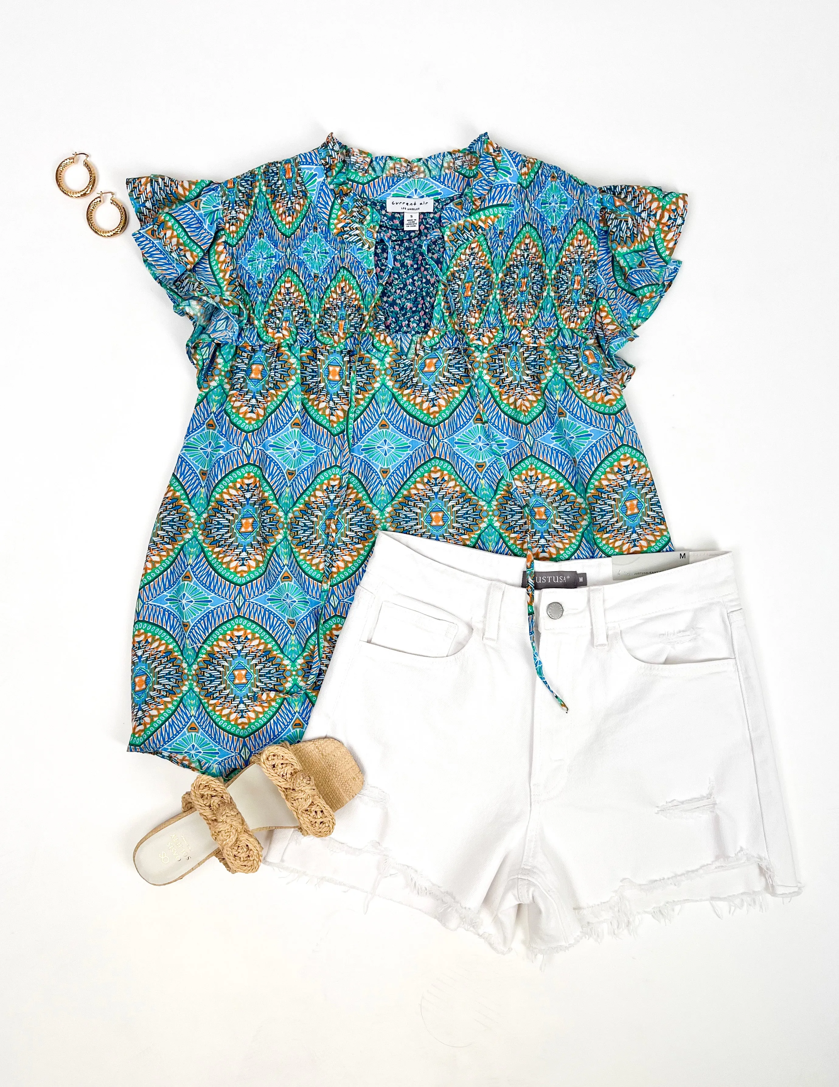 TRANQUIL WATERS BLUE PRINTED TOP