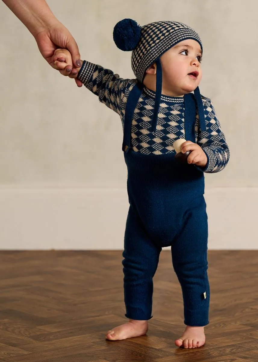 Truffle Set - Navy Mix Sweater & Dungaree Set