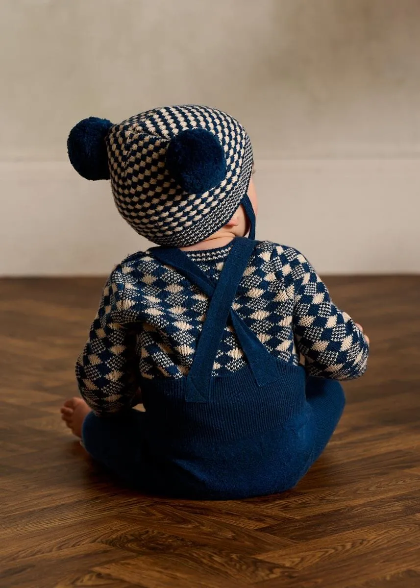 Truffle Set - Navy Mix Sweater & Dungaree Set