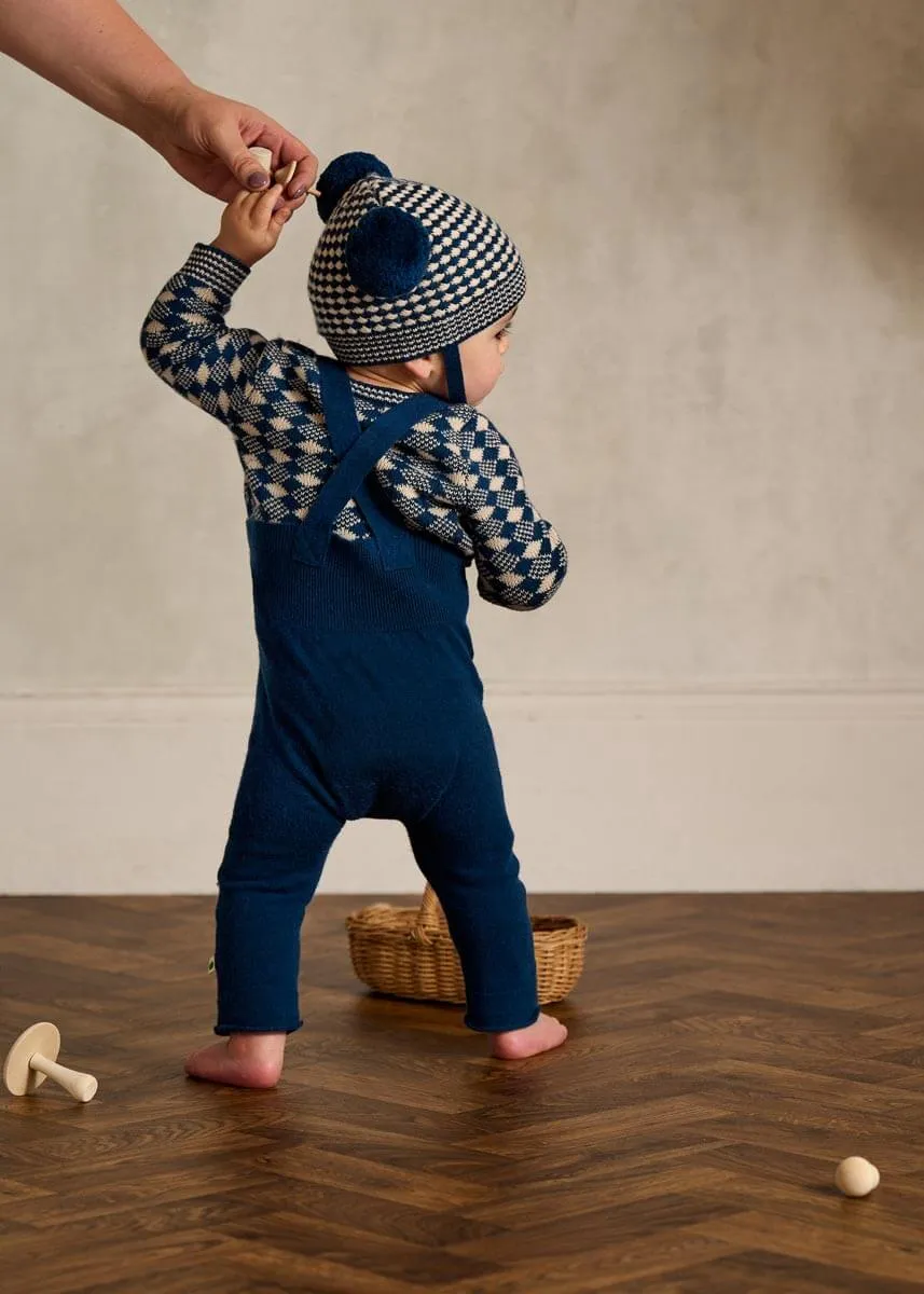 Truffle Set - Navy Mix Sweater & Dungaree Set