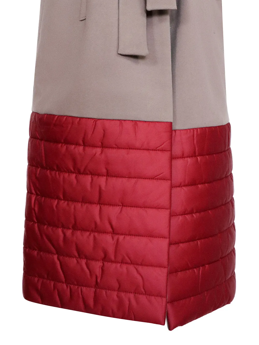 Two-Tone Partly Quilted Wrap Coat