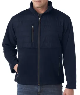 ultraclub adult fleece jacket with quilted yoke overlay - navy (xl)