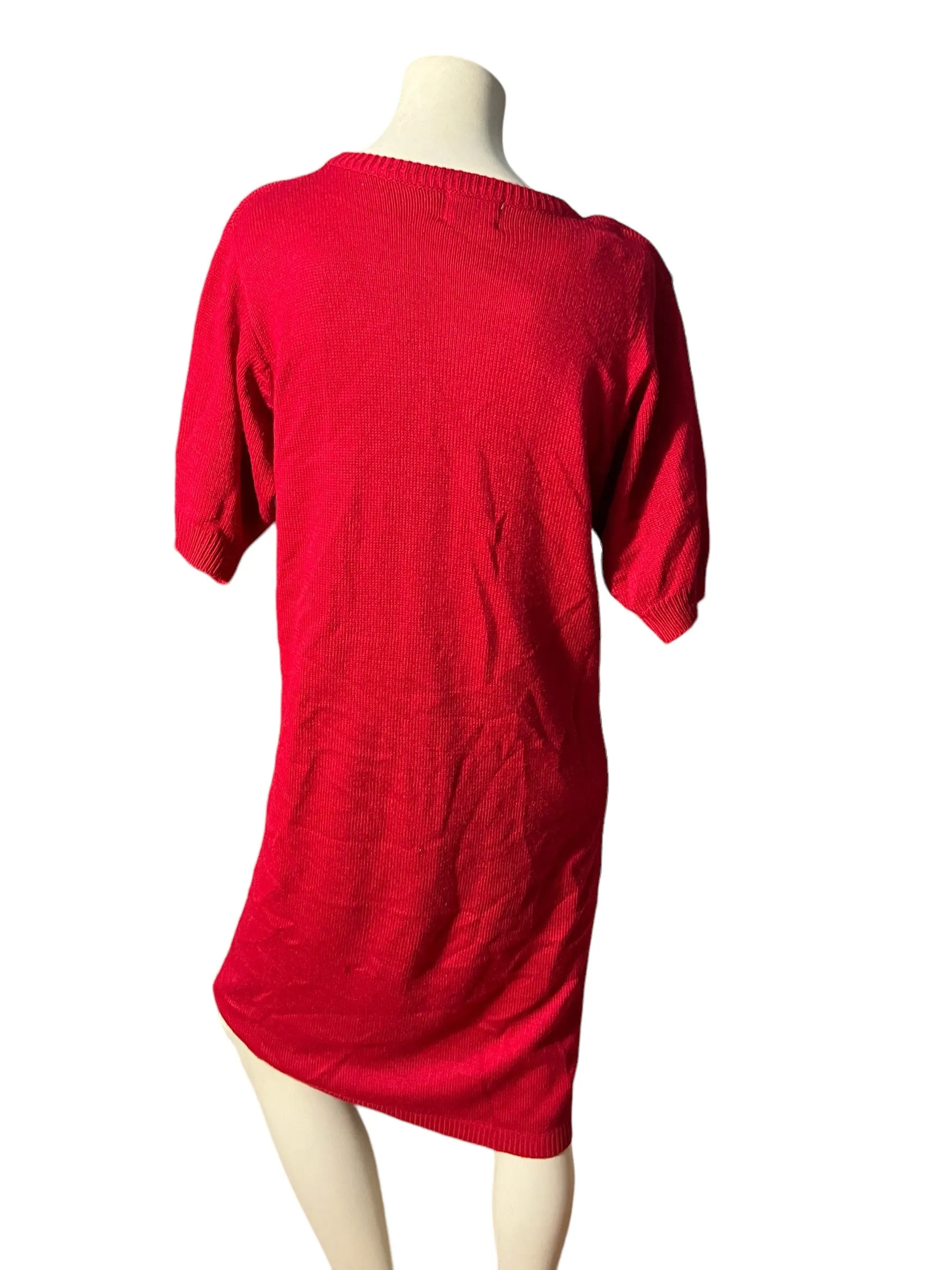Vintage 80's red sweater dress M Cervelle