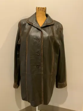 Vintage BBL Collection Dark Brown Leather Car Coat