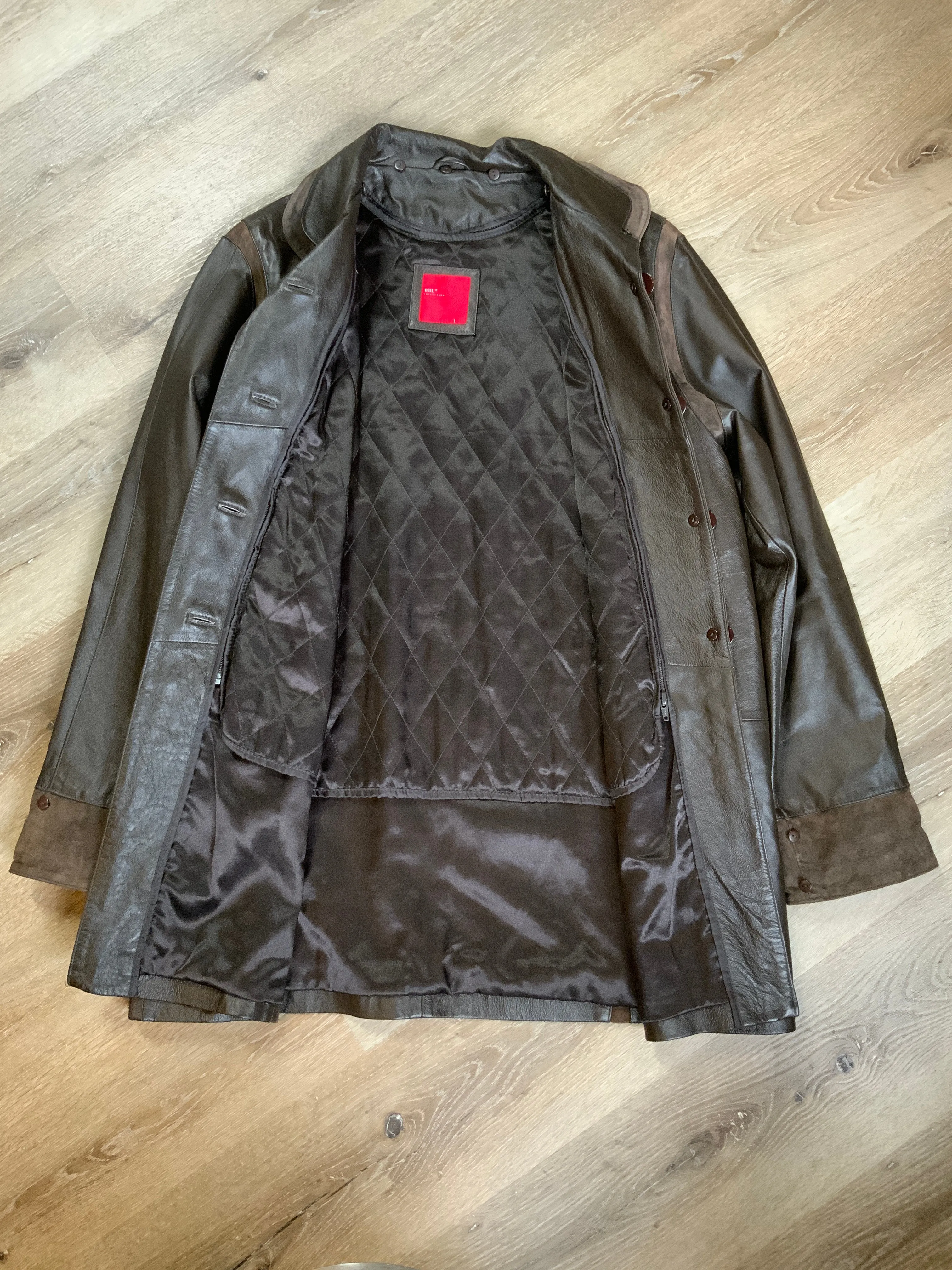 Vintage BBL Collection Dark Brown Leather Car Coat