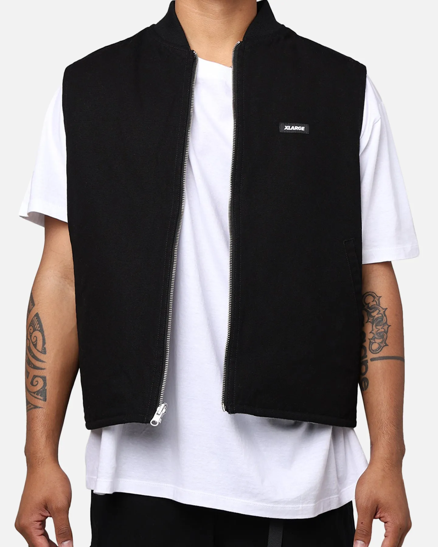 X-Large Ombre Plaid Reversible Vest Black
