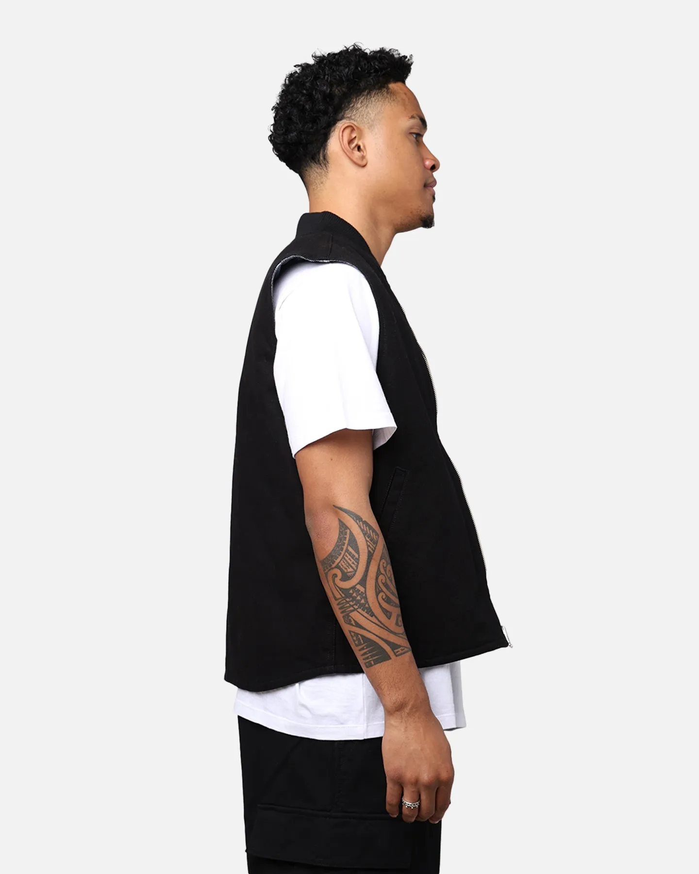 X-Large Ombre Plaid Reversible Vest Black